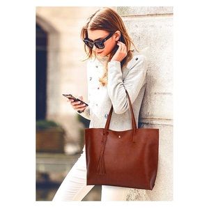 Brown Women's Soft Leather Tote Shoulder Bag